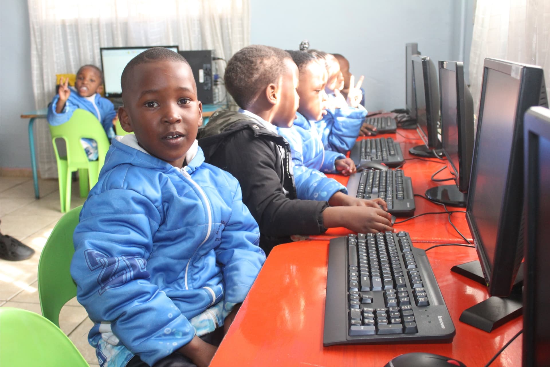 Preschool children exploring robotics and computing at Matla Pre School